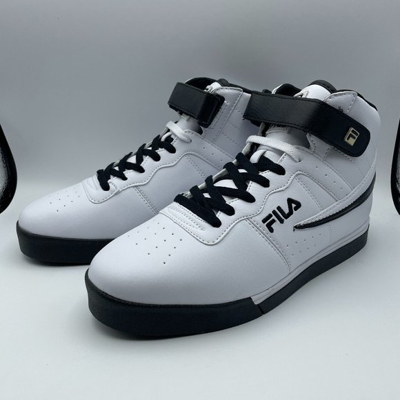 New Fila Shoes Mens size 10.5 VULC 13 MID PLUS White Black Sneakers - Picture 1 of 12